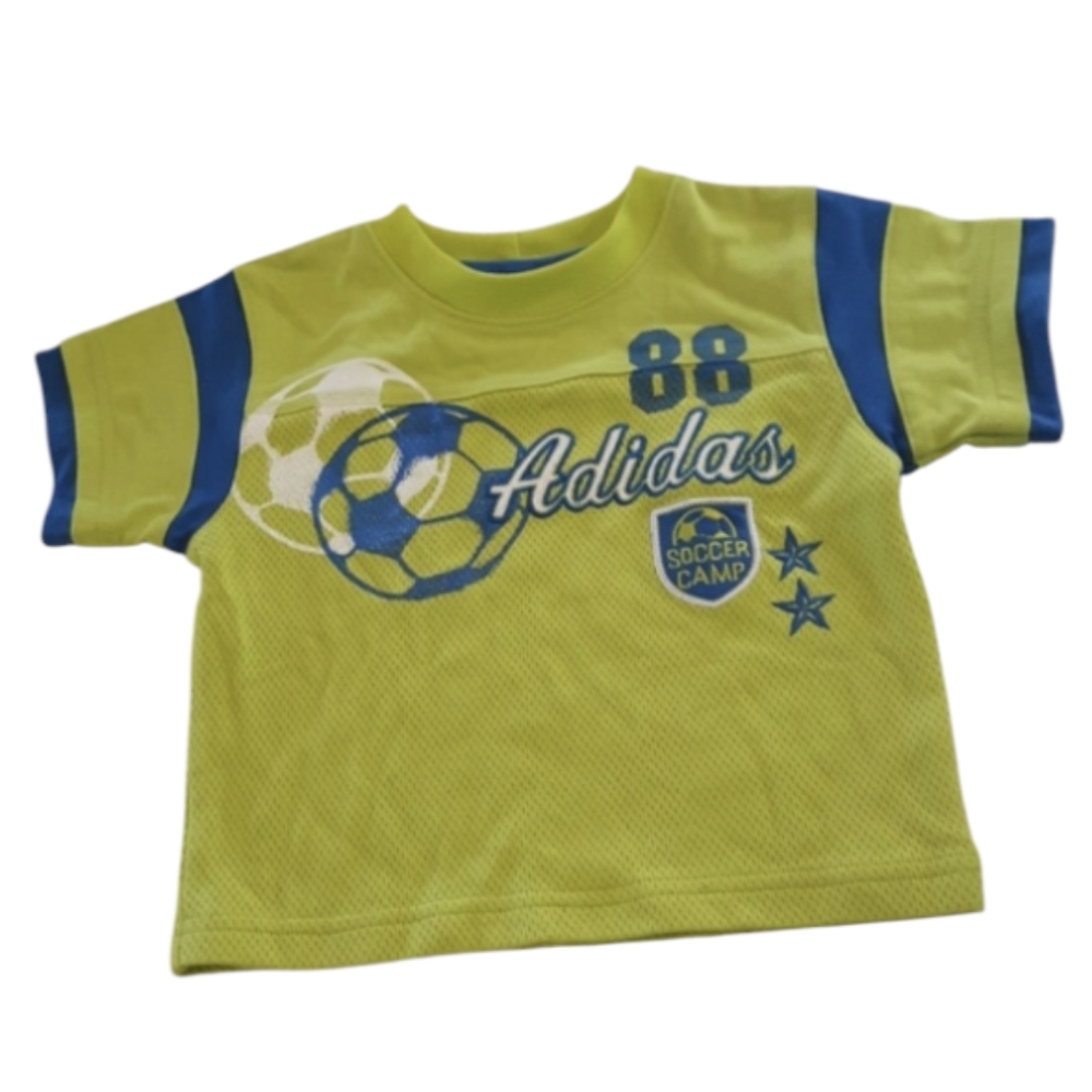 6/$15 Adidas size 12M baby boys Green, Bluesoccer shirts Like New